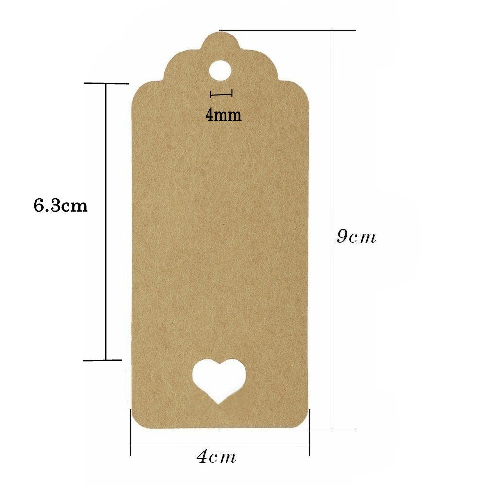 100 White 100 Brown Heart Kraft Paper Gift Tags 40M Jute Twine Str JZK